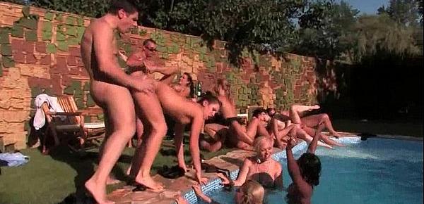  Sun group sex party near pool
